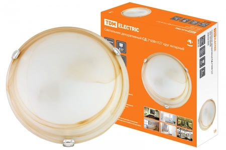 TDM ELECTRIC SQ0358-0006' Светильник декоративный СД 2*60 Вт E27 круг янтарный (в индивид. коробке) TDM